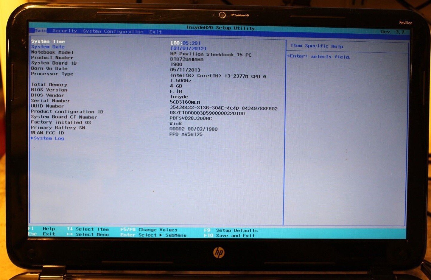 HP Pavillion 15-b085nr For Parts Posted Bios 500GB Hard Drive Wiped i3-2377M
