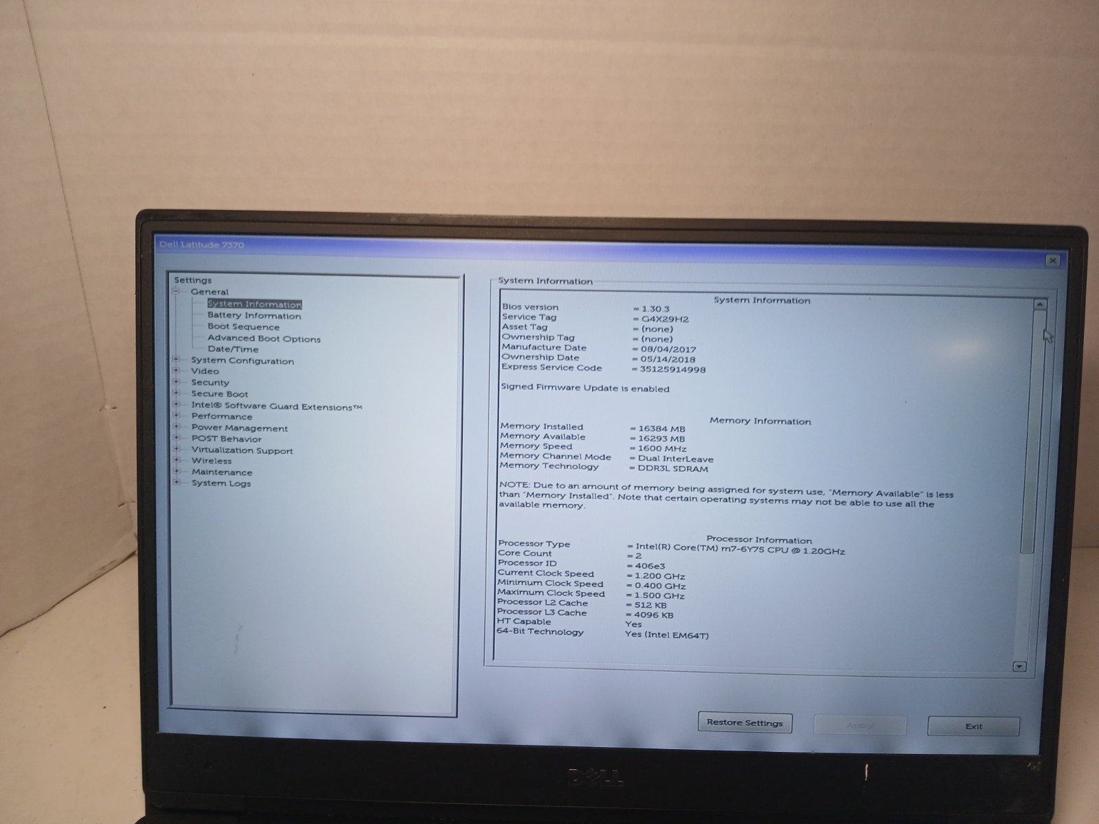 Dell Latitude 7370 m7-6Y75 16GB RAM No SSD/HDD/OS! BAD LCD #97