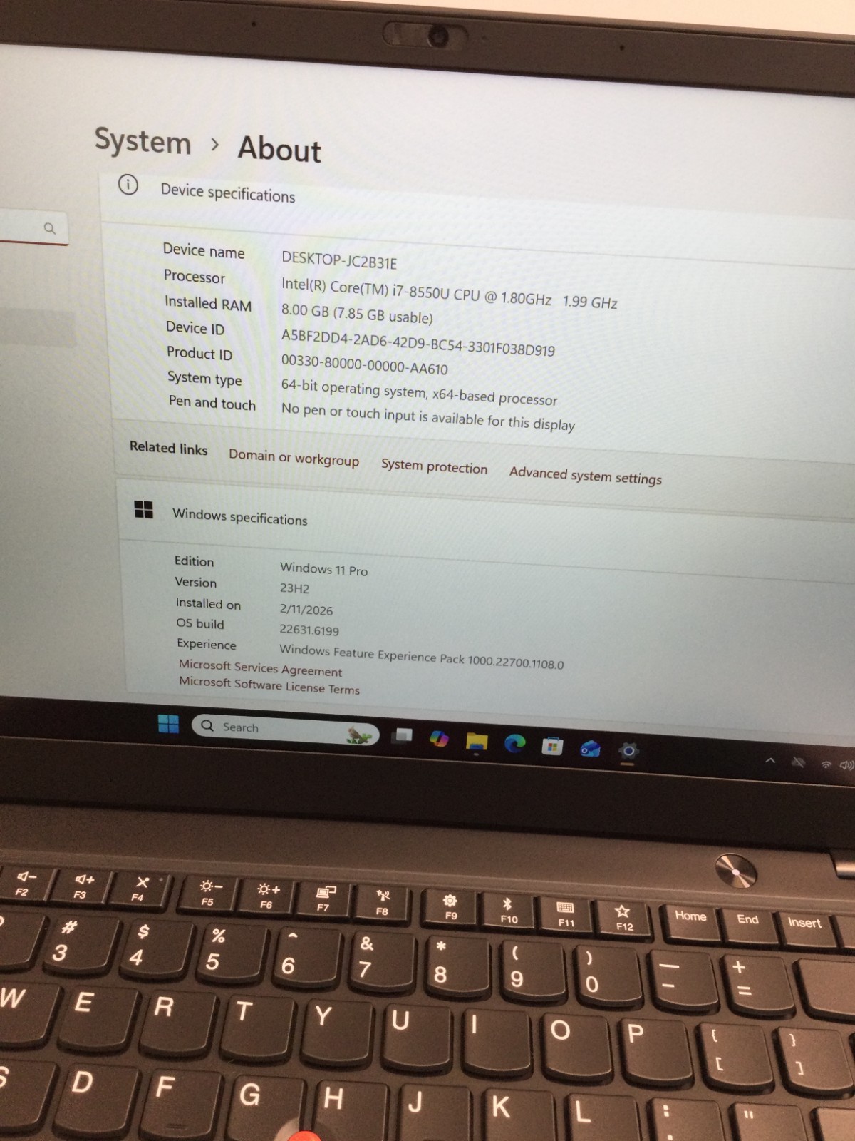 Lenovo ThinkPad X1 Carbon Gen 6 14” core i7 8th gen 1.80GHz 8GB 128 GB SSD