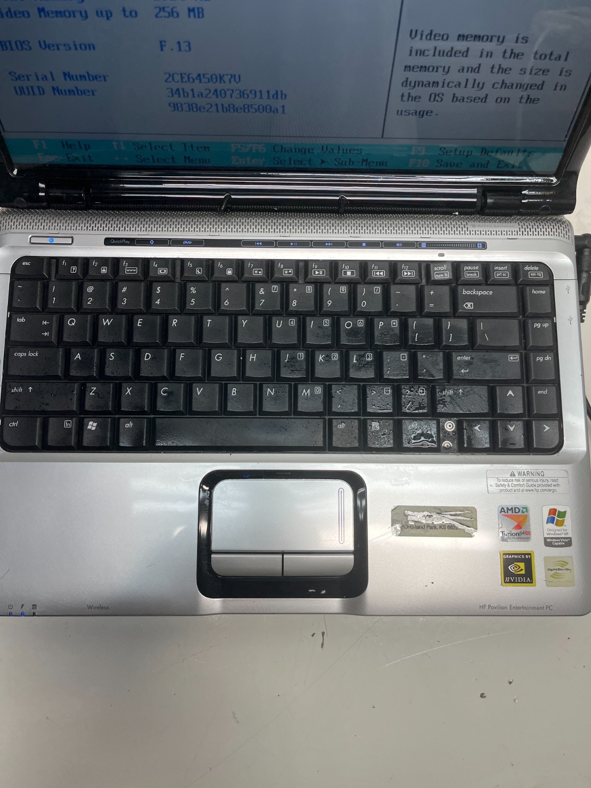 Hp Pavilion dv2000 AMD Turion 64 x2 1GB NO HDD READ