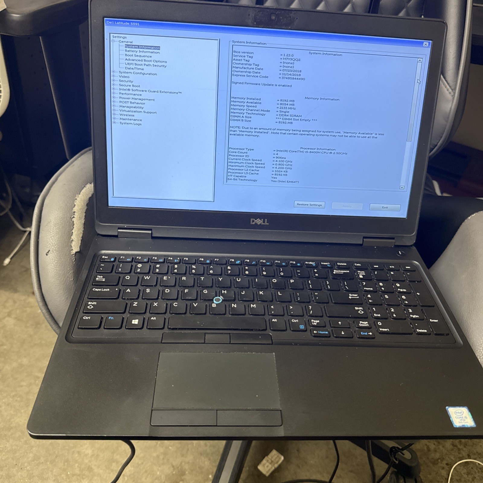 Dell Latitude 5591 i5-8400H 8GB RAM 256GB SSD 15.6” Win 11 Pro Charger