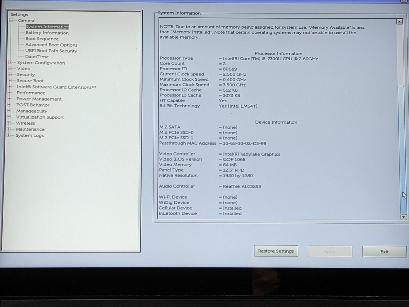 DELL LATITUDE 5285 I5-7300U @ 2.6GHz, 8GB RAM, NO HDD/OS – (READ DESC)