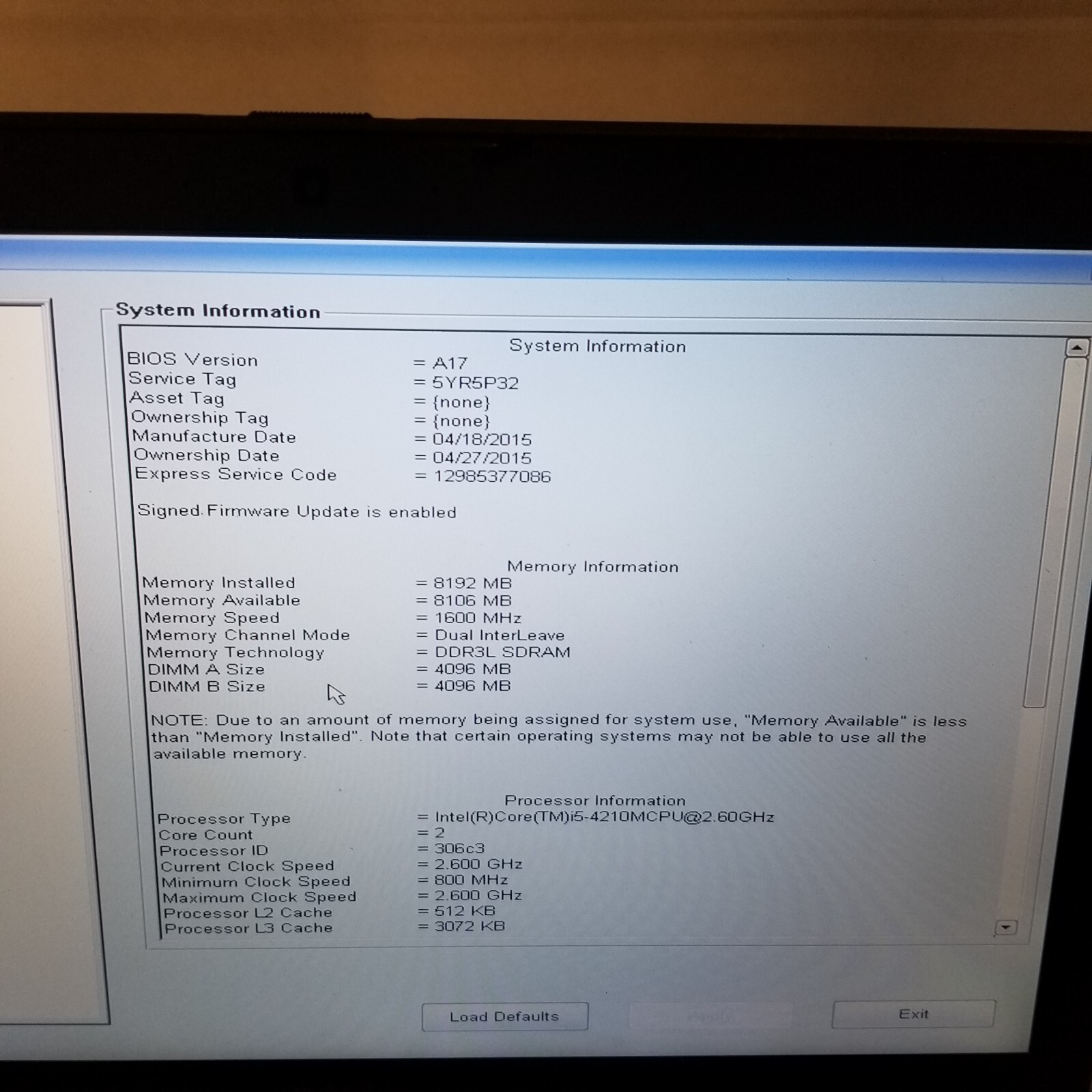 Dell Precision M2800 15.6″ i5 4210M 2.60GHZ 8GB RAM No HDD/SSD/OS! #69