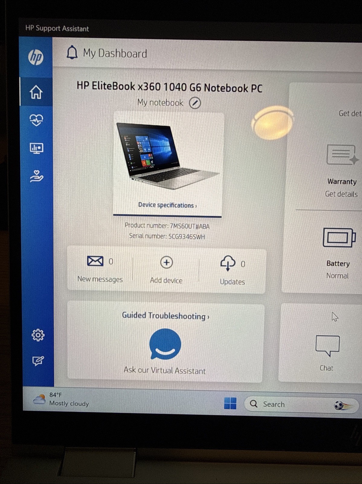 HP EliteBook x360 1040 G6 (Intel Core i5 8th Gen @ 1.60GHz, 8GB RAM, 256GB SSD)