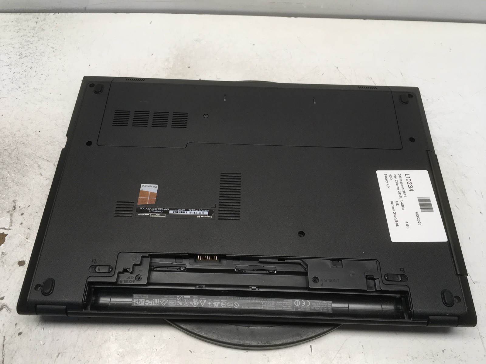 Dell Inspiron 3542 Intel Celeron 2957U 1.4GHz 4 GB NO HDD No Batt