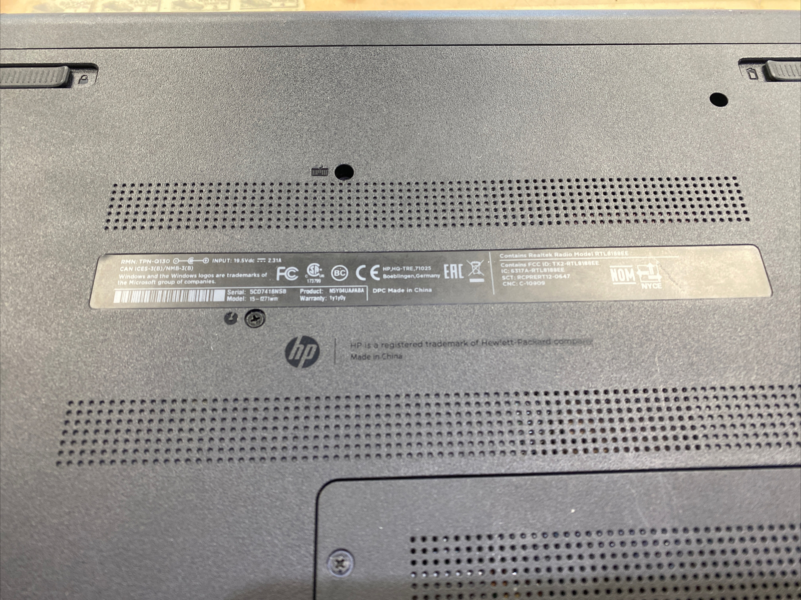 HP 15-F271 LAPTOP (*PARTS ONLY*)
