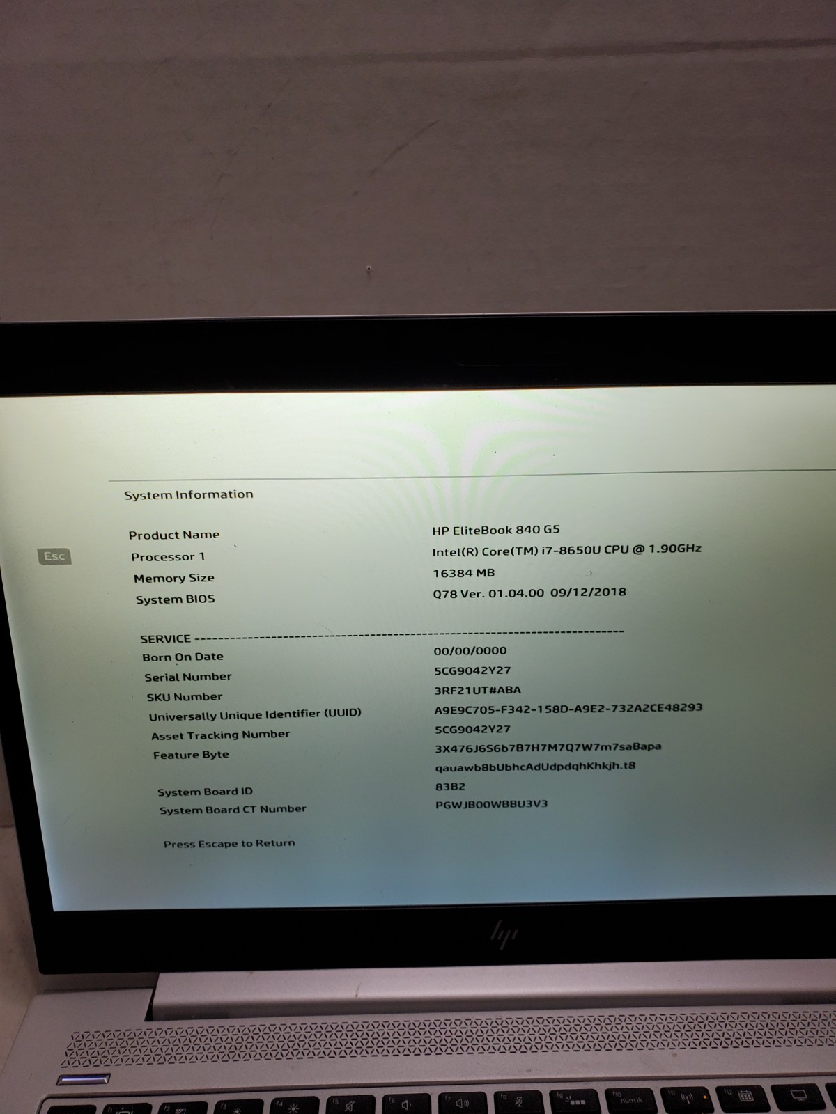 HP EliteBook 840 G6 14″ Laptop – i7-8650U 16GB RAM No SSD/OS! READ! #69