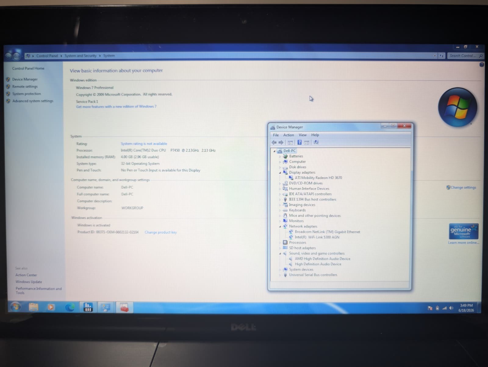 16″ Dell Studio XPS 1640 | C2D P7450 4GB RAM 320GB HD | HD+ AMD Graphics Backlit