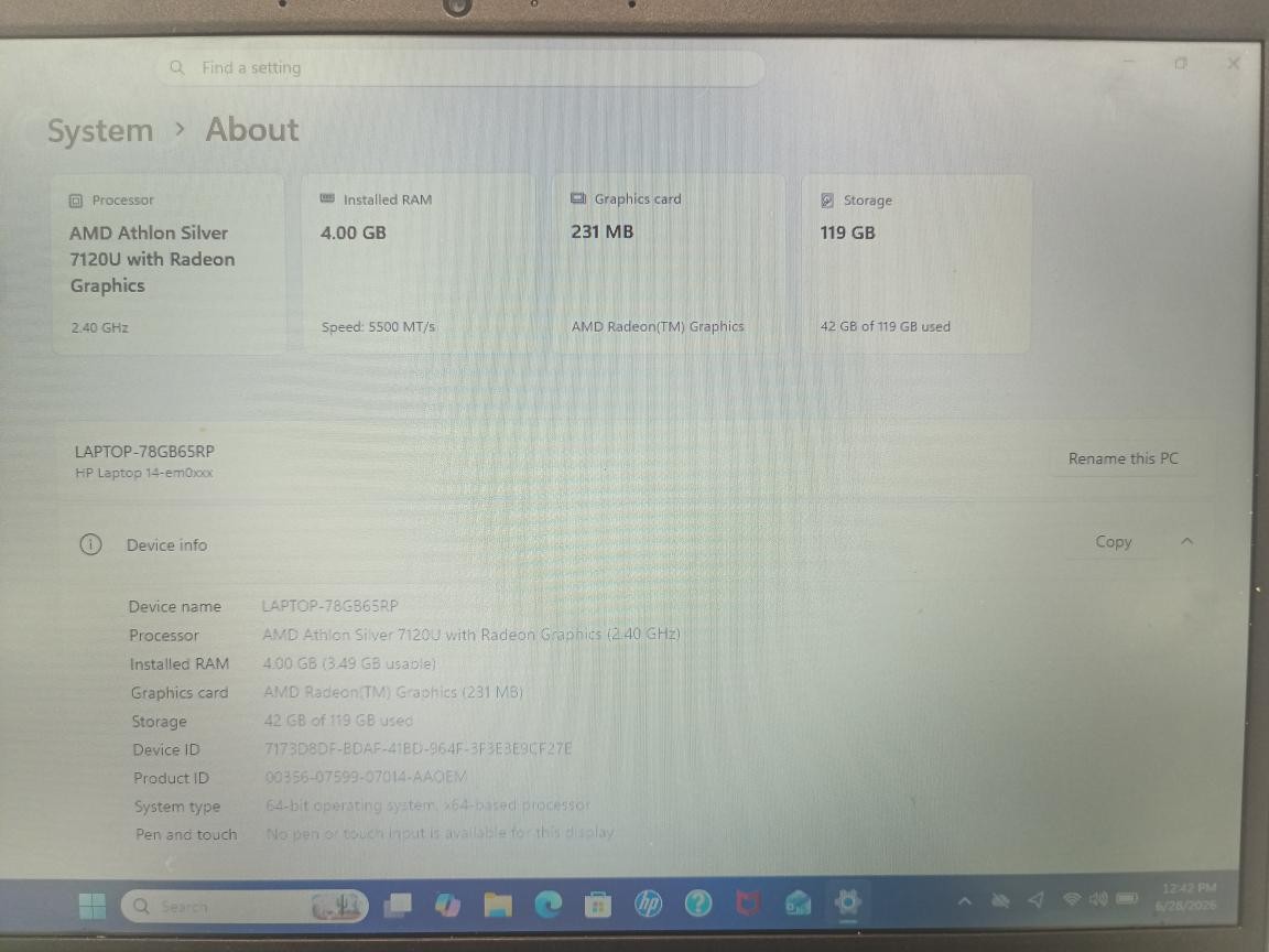 PRE OWNED HEWLETT PACKARD 14-EM0002WM LAPTOP (P23017457)
