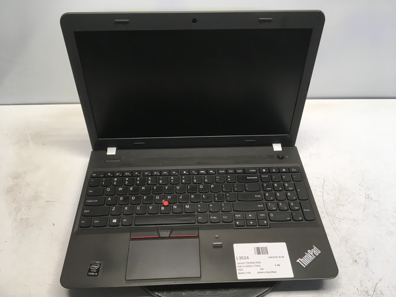 Lenovo ThinkPad E550 Intel i3-4005U 1.7GHz 4 GB NO HDD