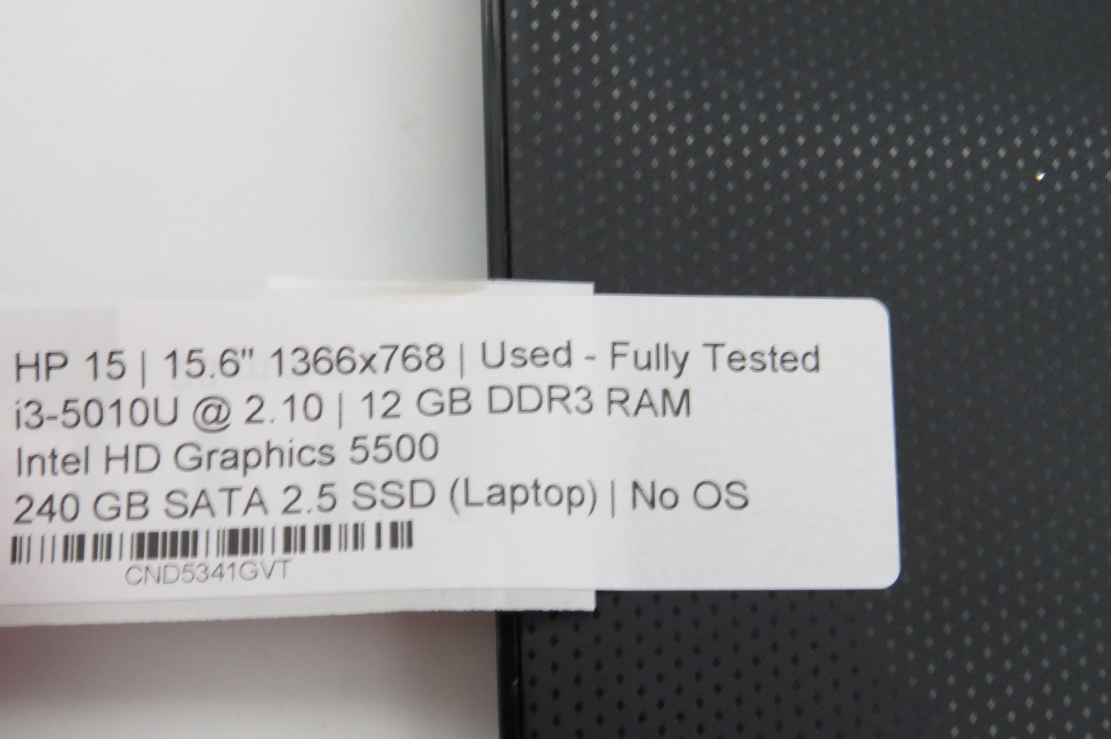 HP Notebook 15-15.6″-i3-5010U@2.1GHz-12GB DDR3 RAM-240GB 2.5 SSD-NO OS