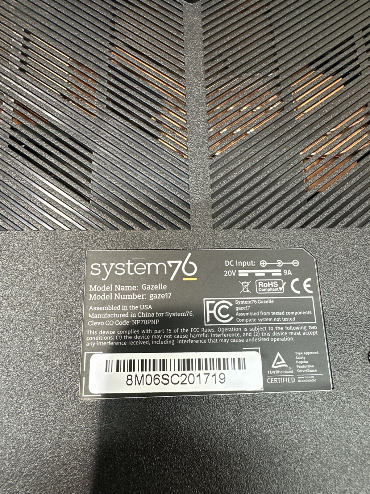 System76 Gazelle Gaze17 LCD Screen Chassis Battery Assembly No Motherboard