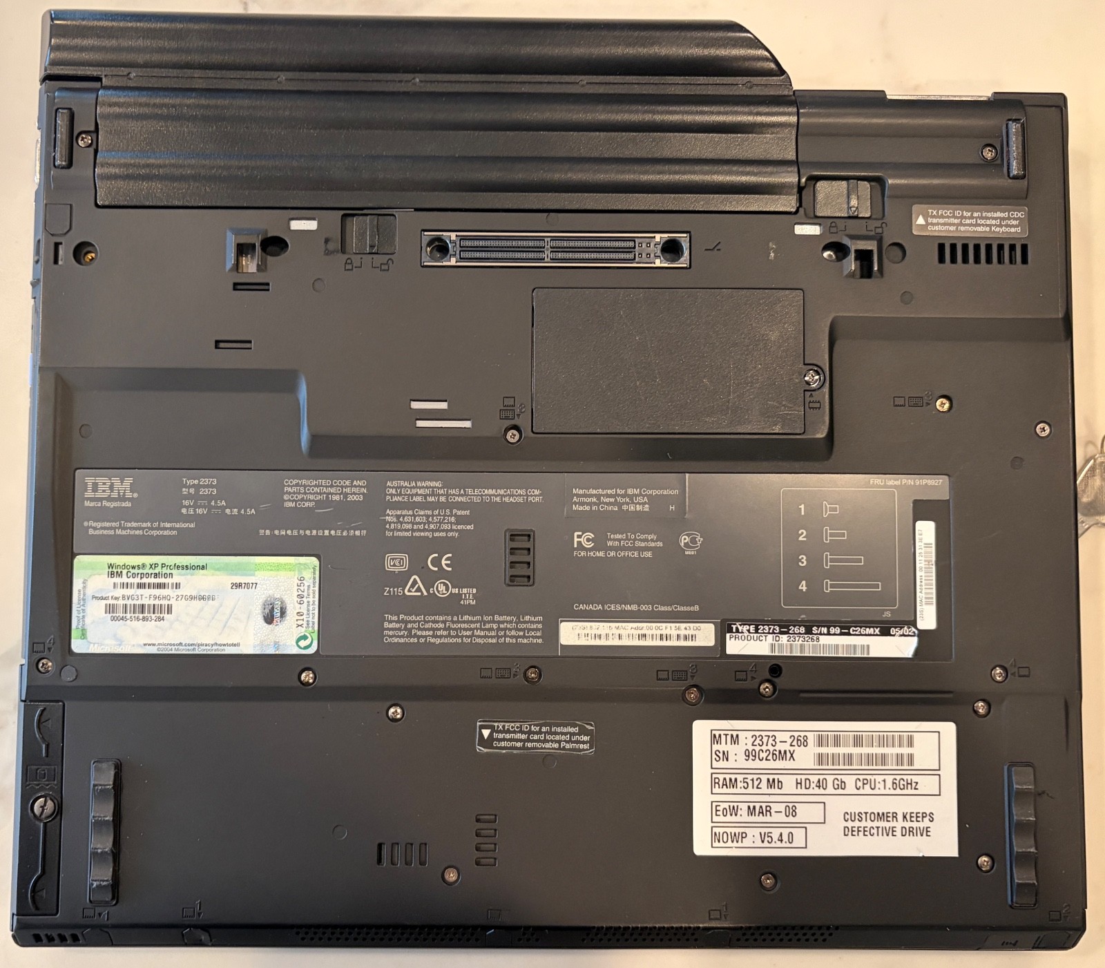 Vintage IBM Thinkpad T41 14” 1.5GB RAM 120GB SSD Win XP + Docking Station