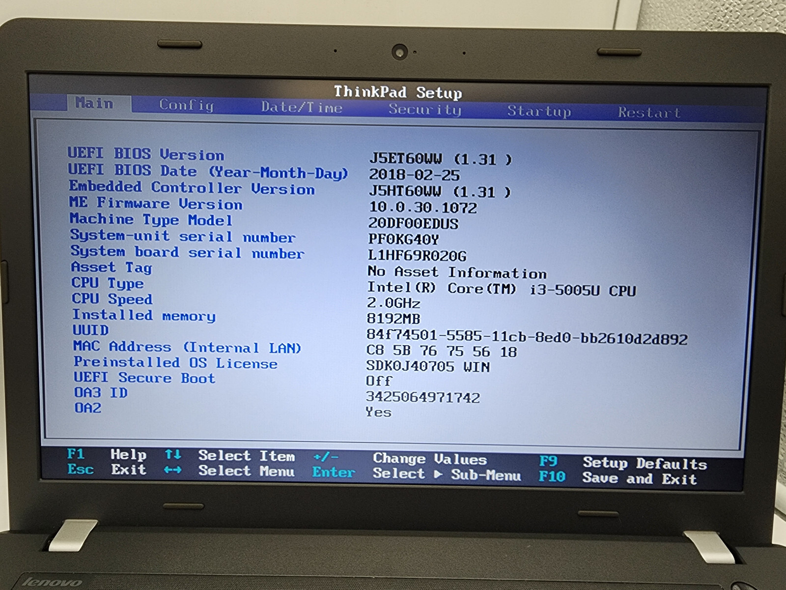 Lenovo ThinkPad E550 14″ i3-5005U 1.7GHz 8GB RAM 128GB HDD Win 10 Pro