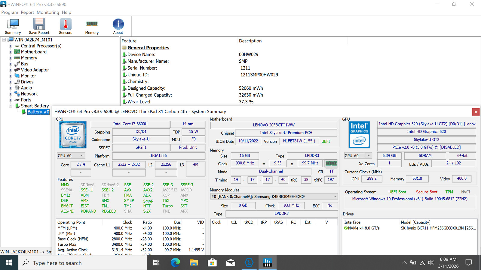 Lenovo ThinkPad X1 Carbon 4th Gen 14″ QHD I7-6600U 256GB SSD 16GB W10P FPR