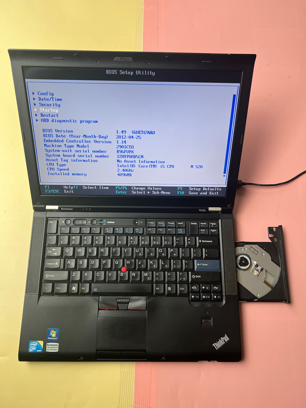 LENOVO THINKPAD T410s Core i5 M520 2.40GHz 4GB RAM 0GB HDD BIOS TESTED