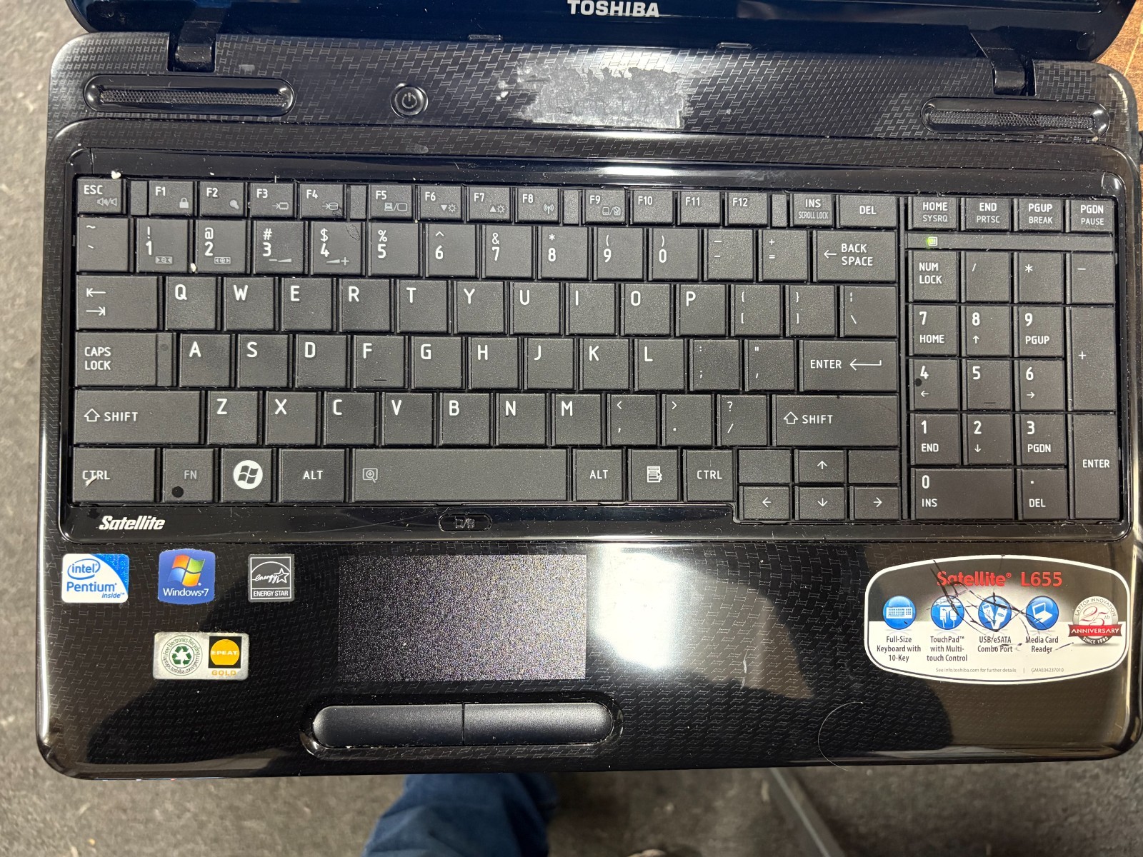 Toshiba Satellite L655 Intel Pentium CPU P6100 2.00GHz 4GB No HDD No OS