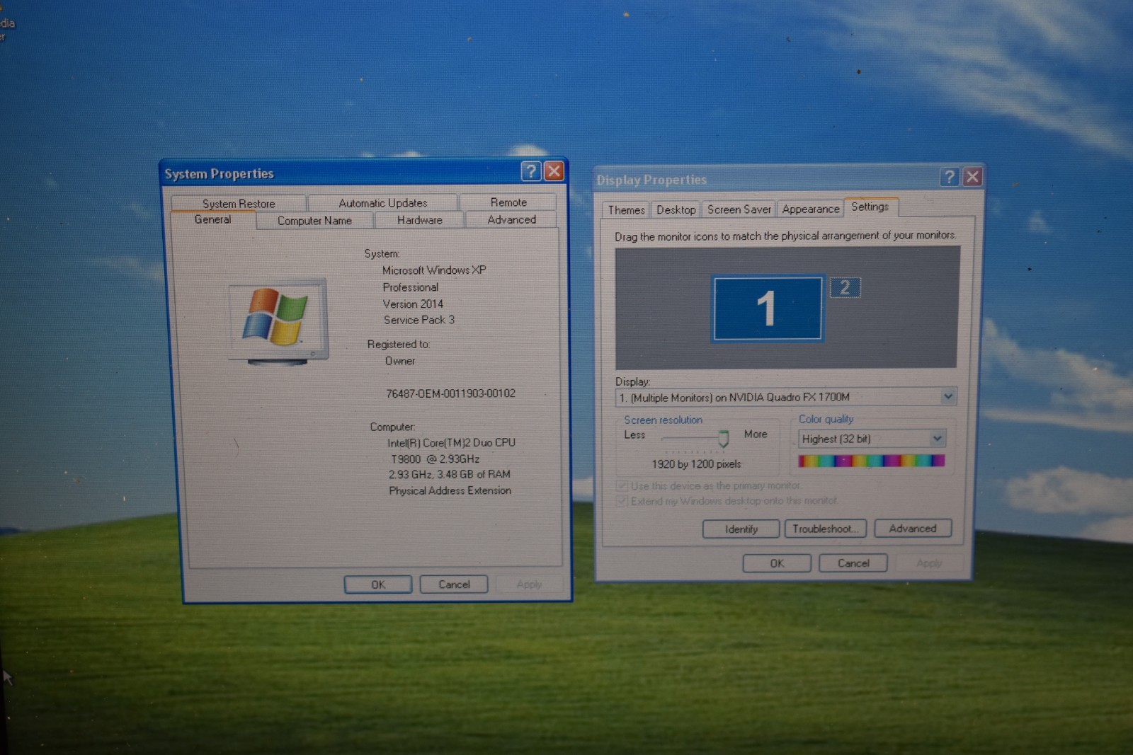 Dell Precision M4400 Core 2 Duo 2.93GHz 1TB HDD WUXGA 1920×1200 Windows XP Pro