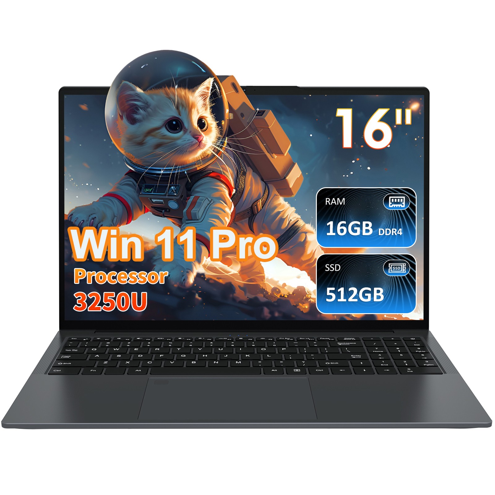 Auusda 16″ Laptop 3250U 16GB+512GB Large Storage Numeric Keypad for Study Work