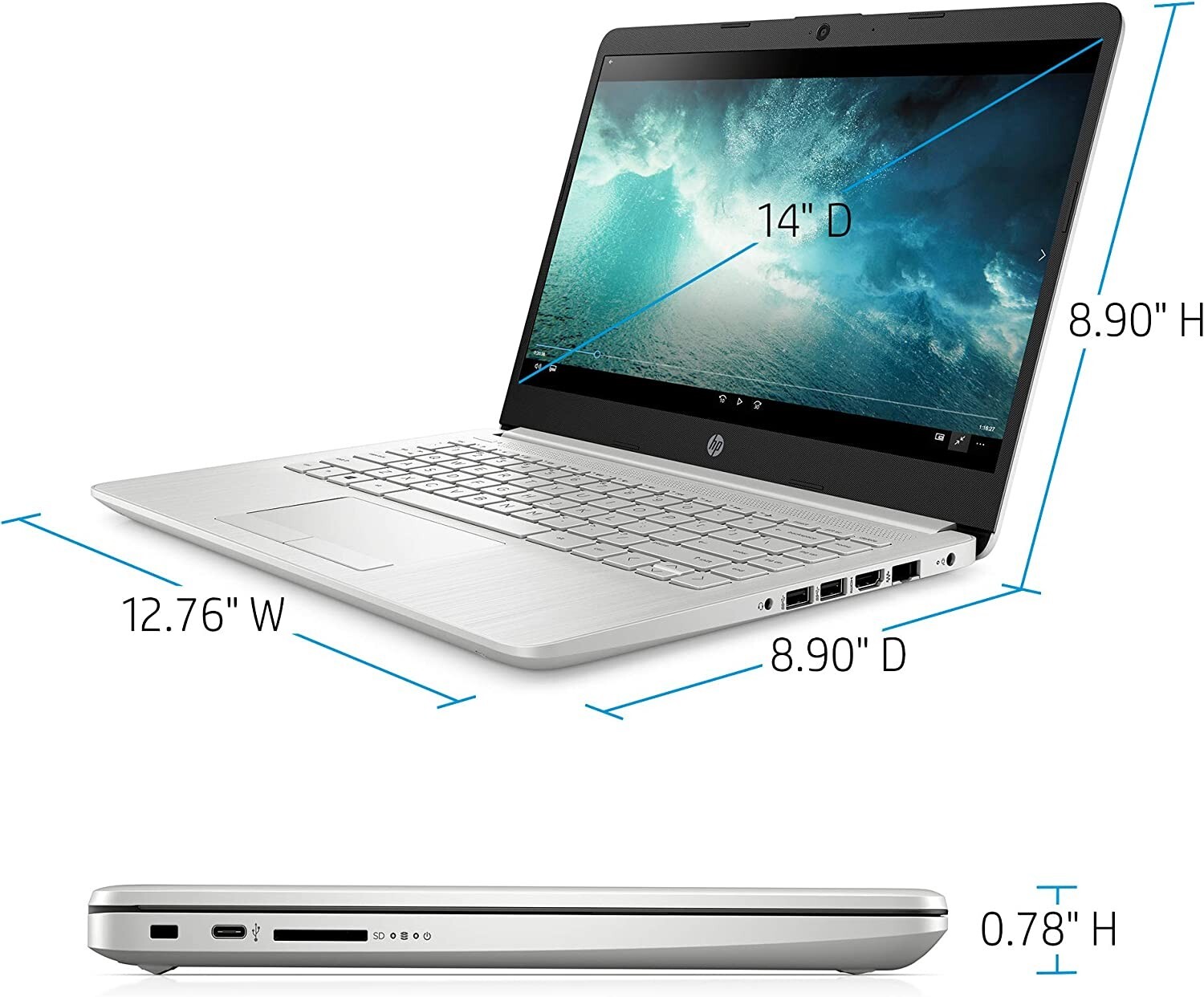 NEW HP 14-dk1020nr 14″ Laptop Notebook GB RAM, 128 GB SSD Storage