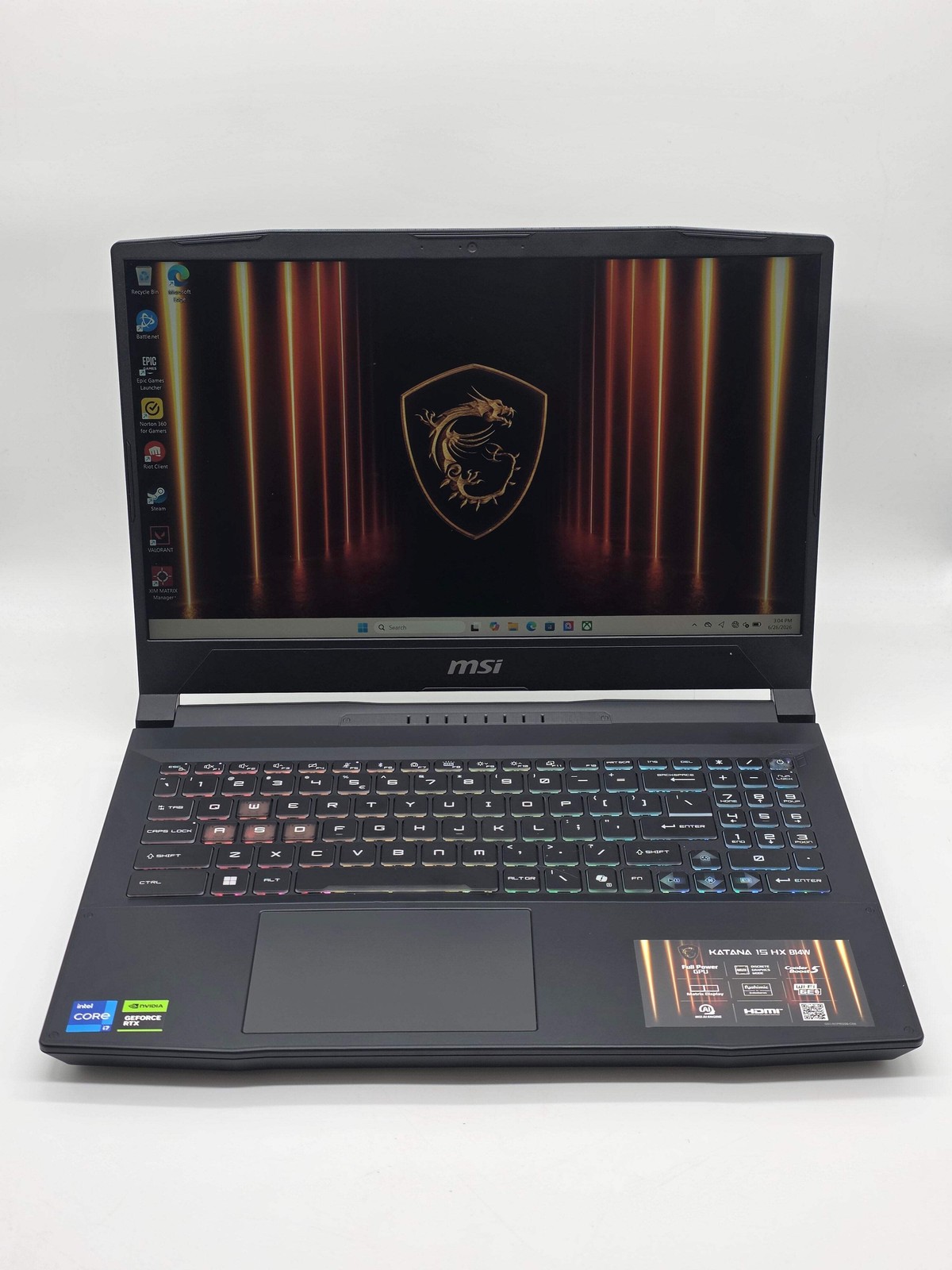 MSI Katana 15 HX B14WEK 15.6″ Core i7-14650HX 2.2GHz RTX 5050 16GB RAM 512GB SSD