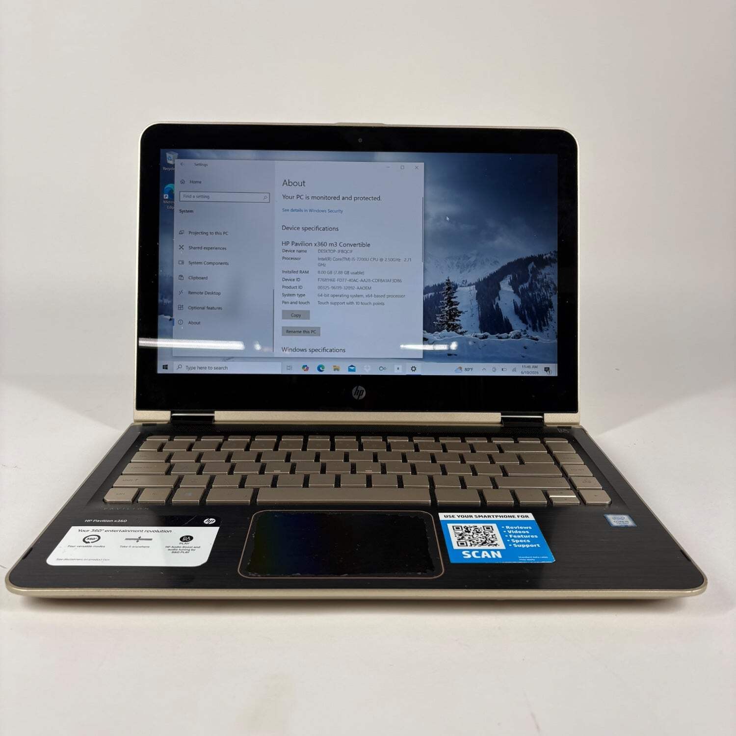 HP Pavilion x360 M3-U103DX 13.3″ i5-7200U 2.5GHz 8GB RAM 128GB SSD