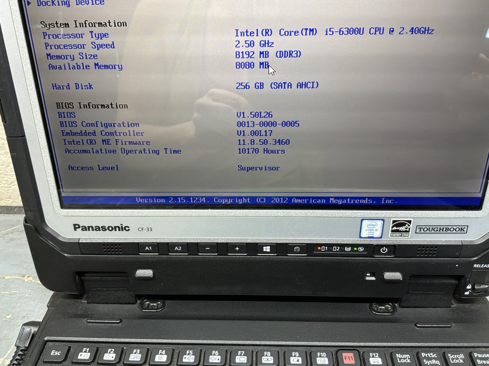 Toughbook Panasonic CF-33 I5-6300U 8GB RAM 256GB SSD Win11P W/CHARGER