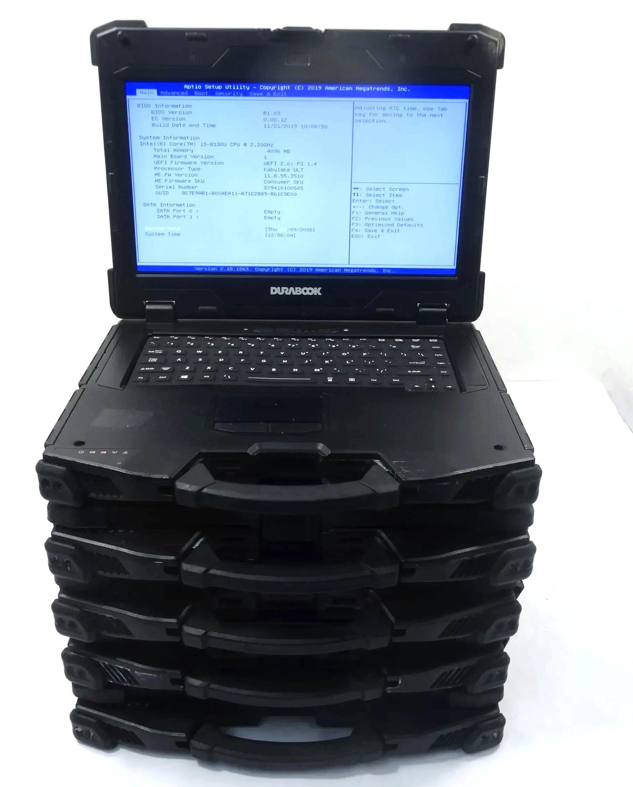 Lot of 5 DuraBook Z14i Rugged Laptop 14″ Core I3 -8130U 2.20GHz 4 GB No HD