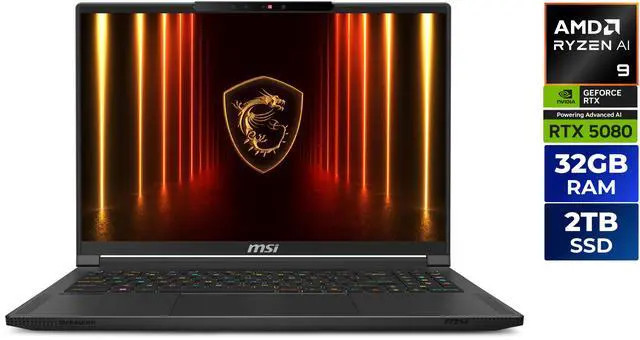 MSI Stealth A16 16.0 in OLED 240 Hz GeForce RTX 5080 GPU Ryzen AI 9 HX 370