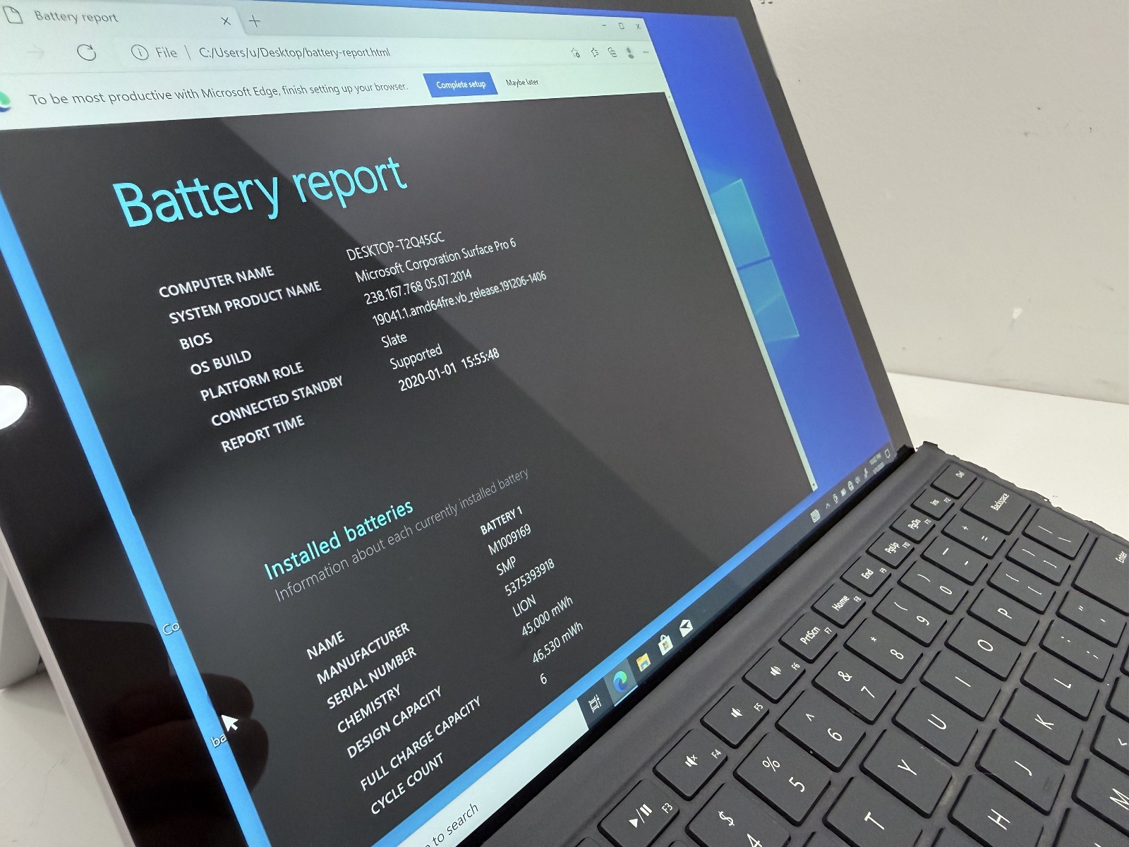 Microsoft Surface Pro 6 i7-8650U CPU @ 1.90GHz 16 GB RAM 512 GB Win 10 Pro