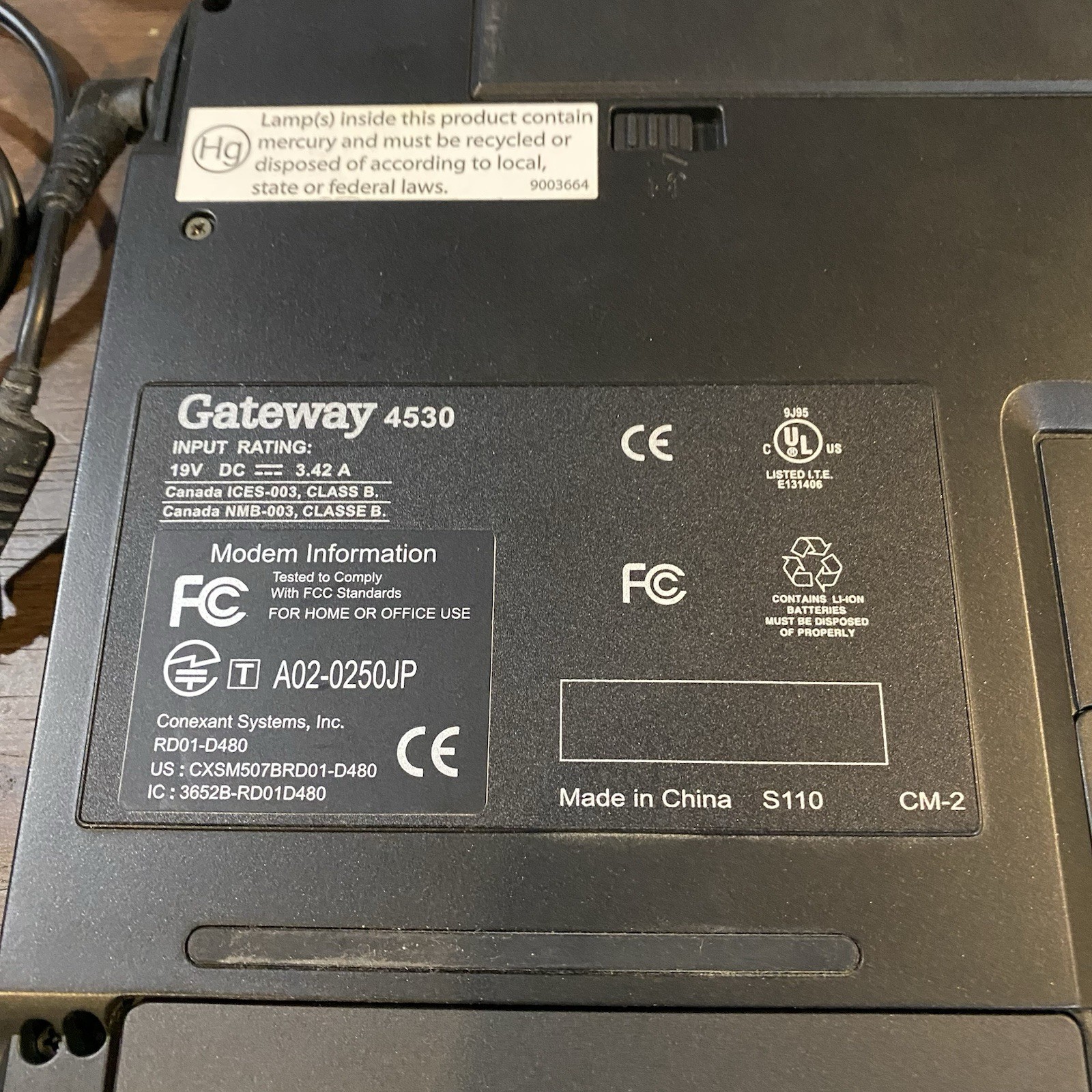 Gateway Laptop4530GZ Pentium M @1.6MHz 480MB RAM – Windows XP Installed