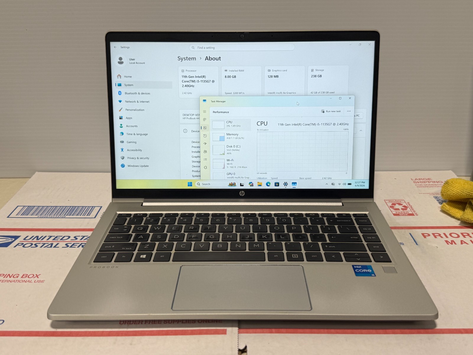 HP ProBook 640 G8 14″ i5-1135G7 2.4GHz 8GB RAM 512GB SSD Windows 11