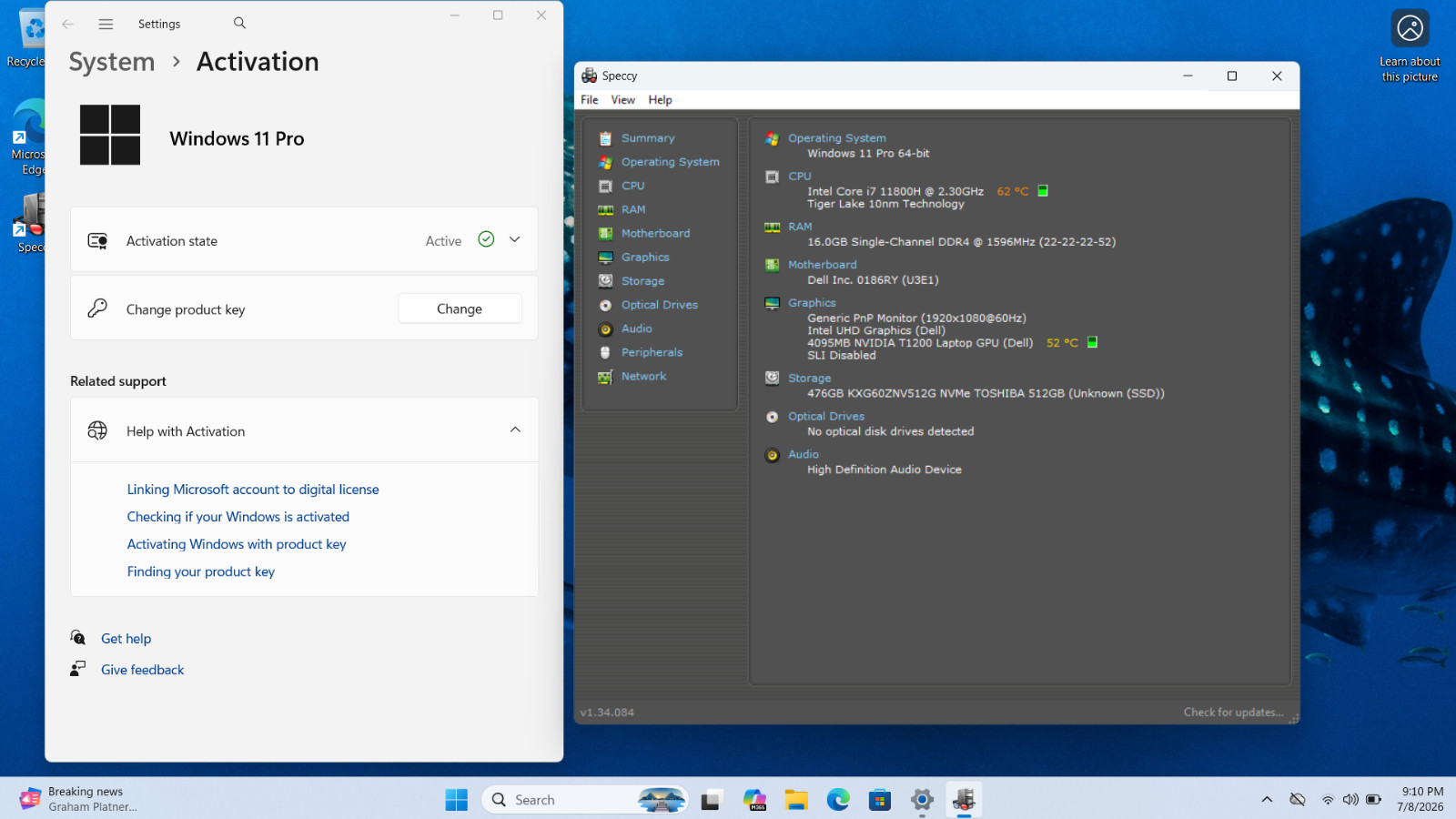 DELL PRECISION 7560 | INTEL CORE I7-11800H | 512GB | 16GB | WIN11 PRO *READ*