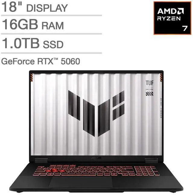 ASUS TUF 18 in FHD+ Ryzen 7 260 16GB DDR5 1TB SSD NVIDIA GeForce RTX 5060 W11