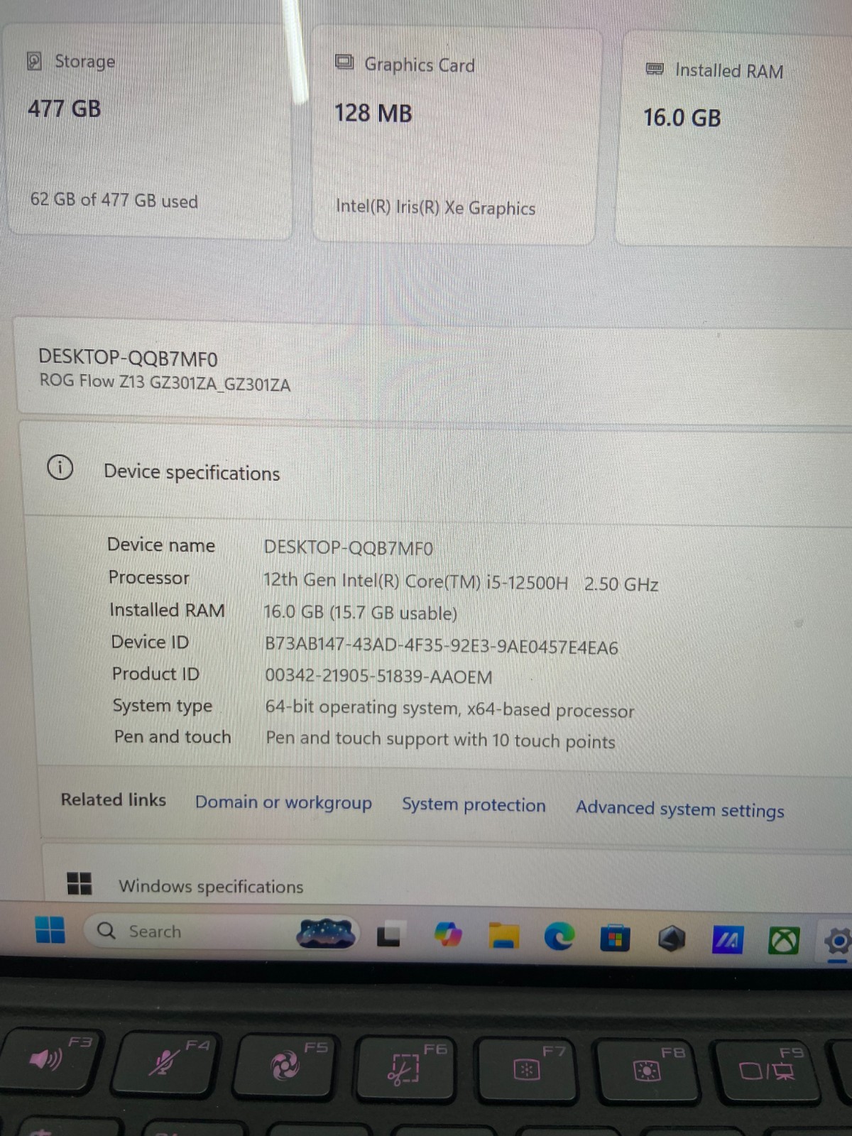 Asus ROG Flow Z13 GZ301Z 13.4″ i5-12500H 2.5GHz 16GB RAM 512GB SSD