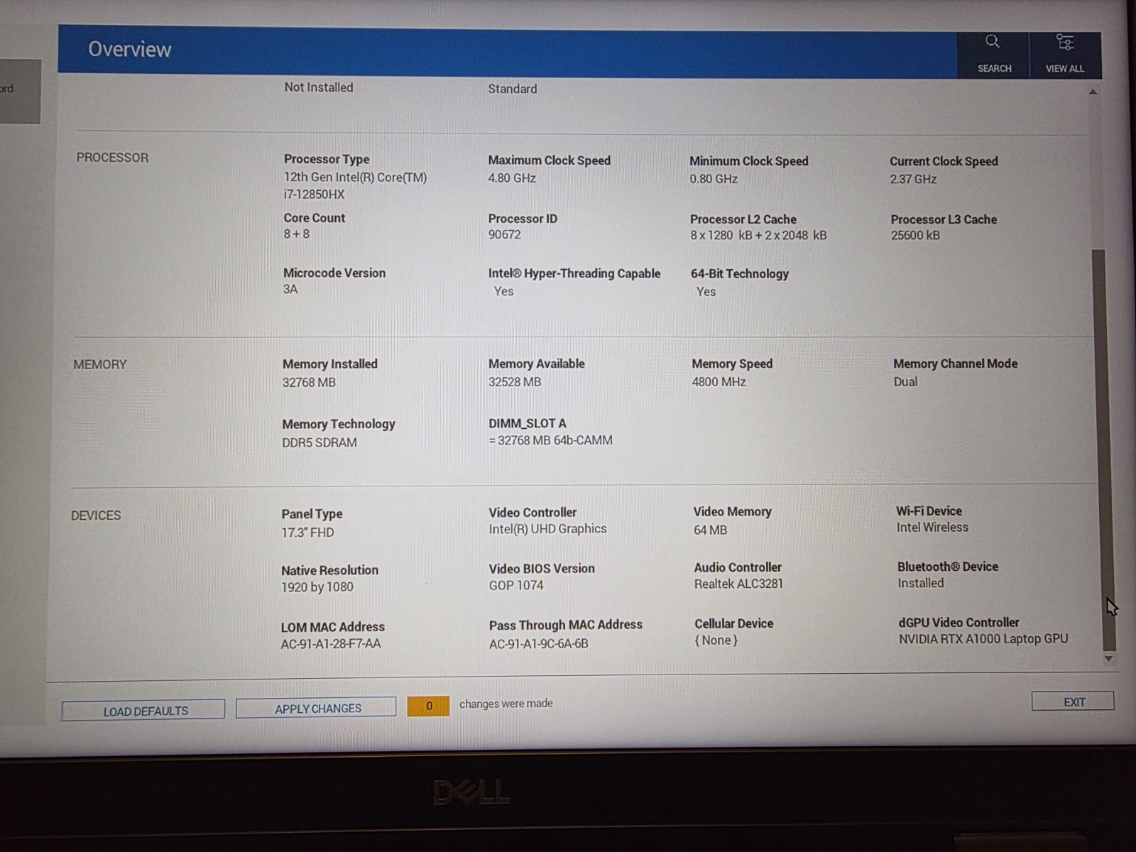 Dell Precision 7770 17.3″ i7-12850HX 16cr 32GB 1TB NV RTX A1000-4GB Win 11 Pr