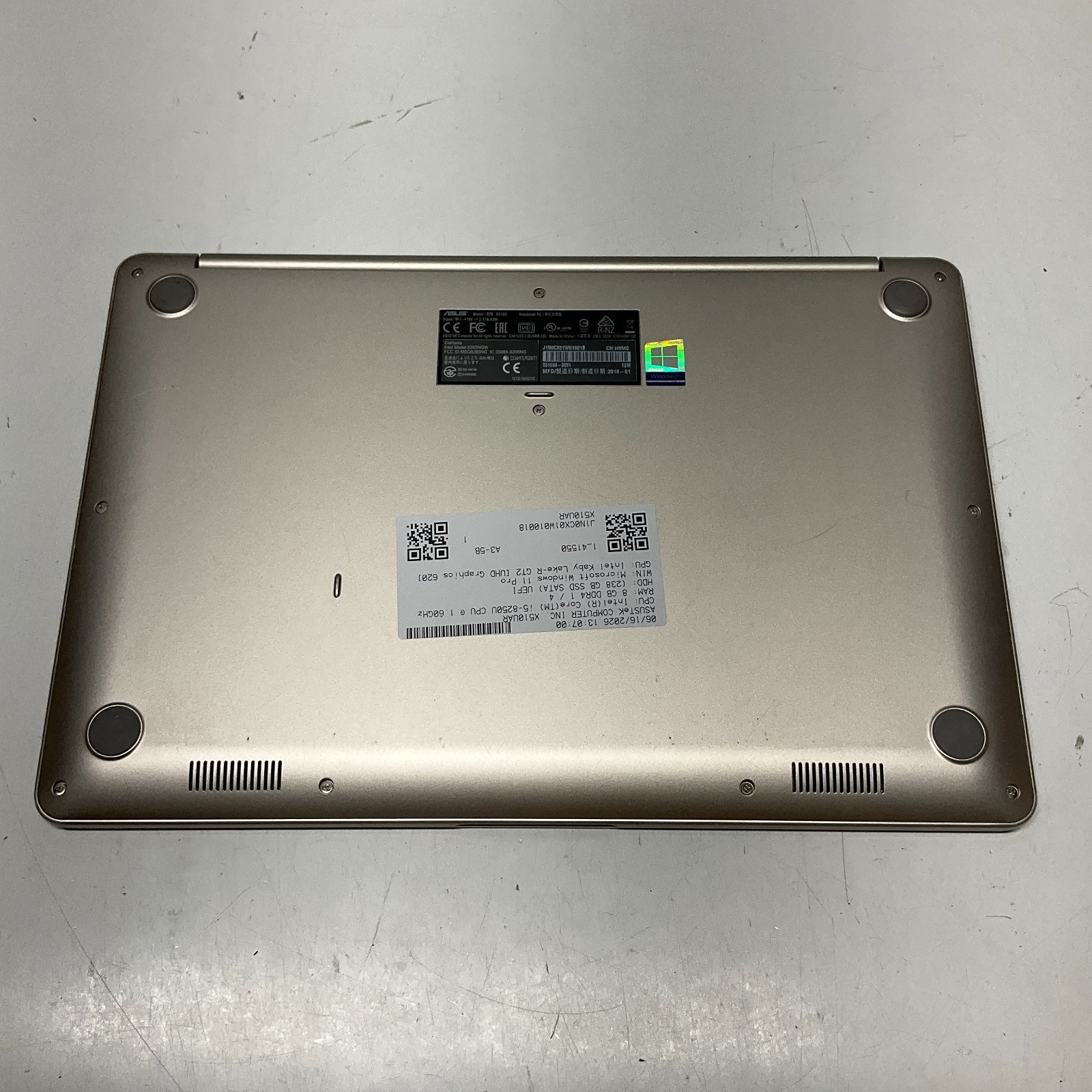 ASUS VIVOBOOK X510UAR | Intel I5-8250U | 256GB SSD 8GB Windows 11 Pro Laptop