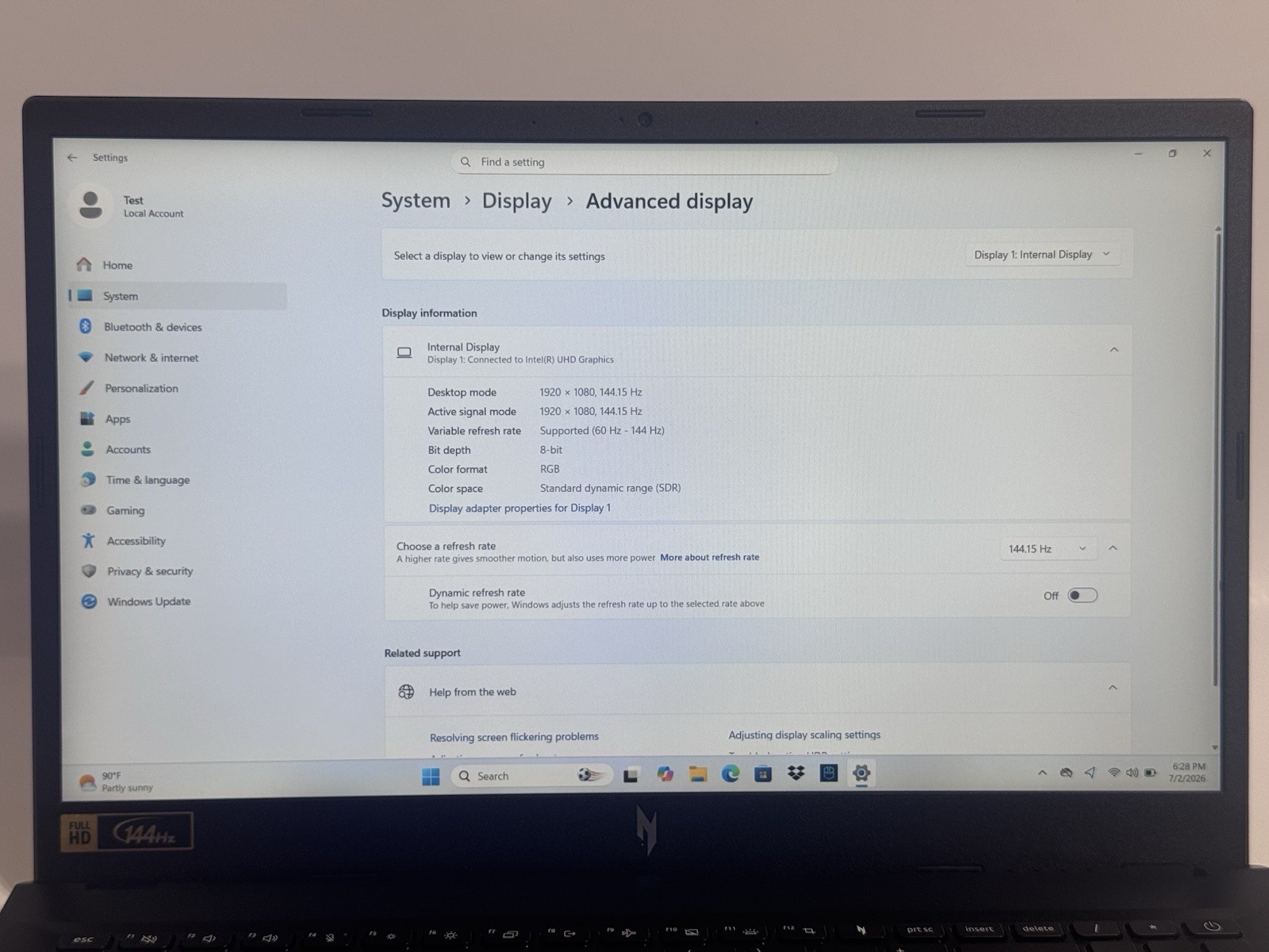 Acer Nitro V 15 165Hz FHD i5-13420H 8GB 512GB SSD RTX 4050 READ