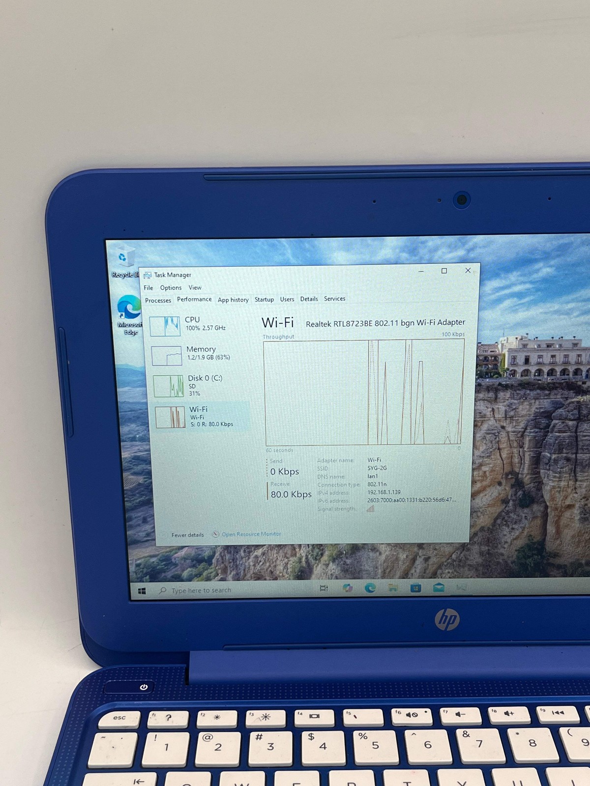 HP Stream 11-D010WM 11″ Celeron N2840 2.1GHz 2GB 32GB – Blue READ