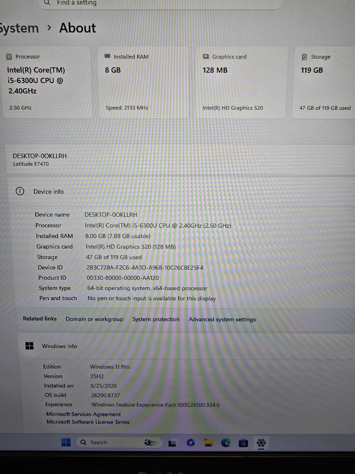 Dell Latitude E7470 | i5 6th Gen 8GB RAM 256GB NVMe SSD | FHD Backlit Win 11 Pro