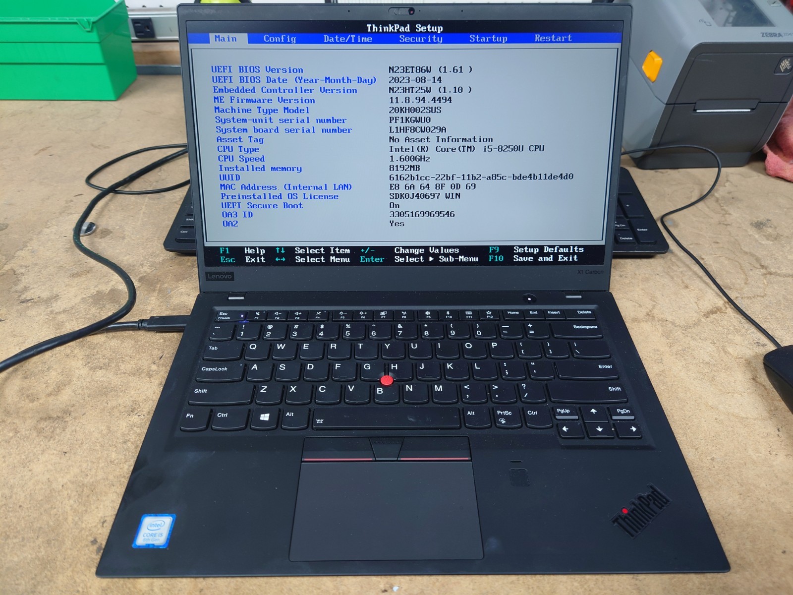 Lenovo X1 Carbon 6th Gen 14″ FHD i5-8250U 8GB RAM No OS/SSD
