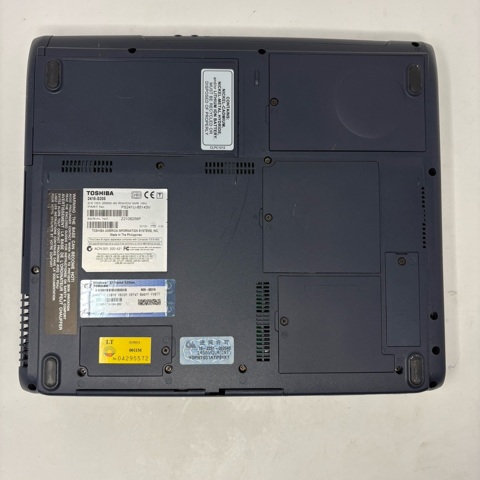 Toshiba Satellite 15″ Laptop Intel Pentium 4 – Windows XP – 256 MB RAM – Tested