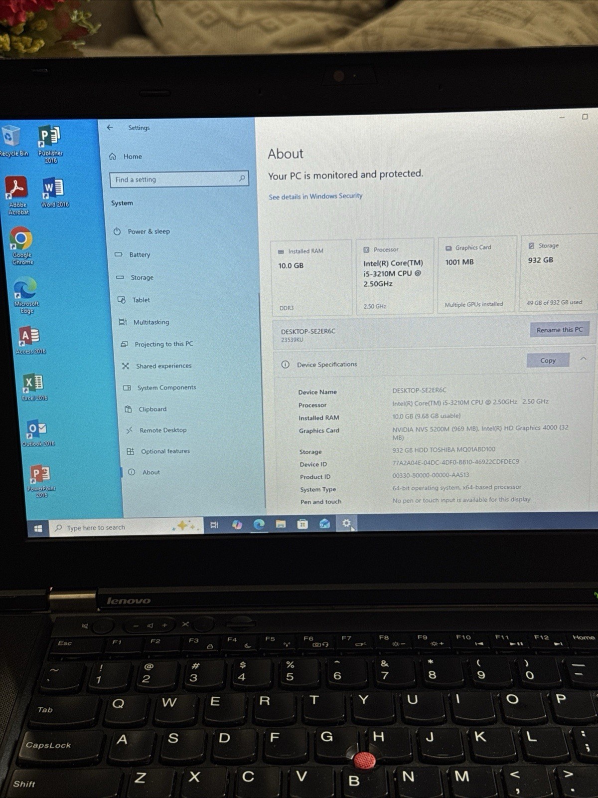 Lenovo Thinkpad T430s 14″ Core i5-3210 2.50GHz 10GB RAM 1TB HDD W/MS Office 2016
