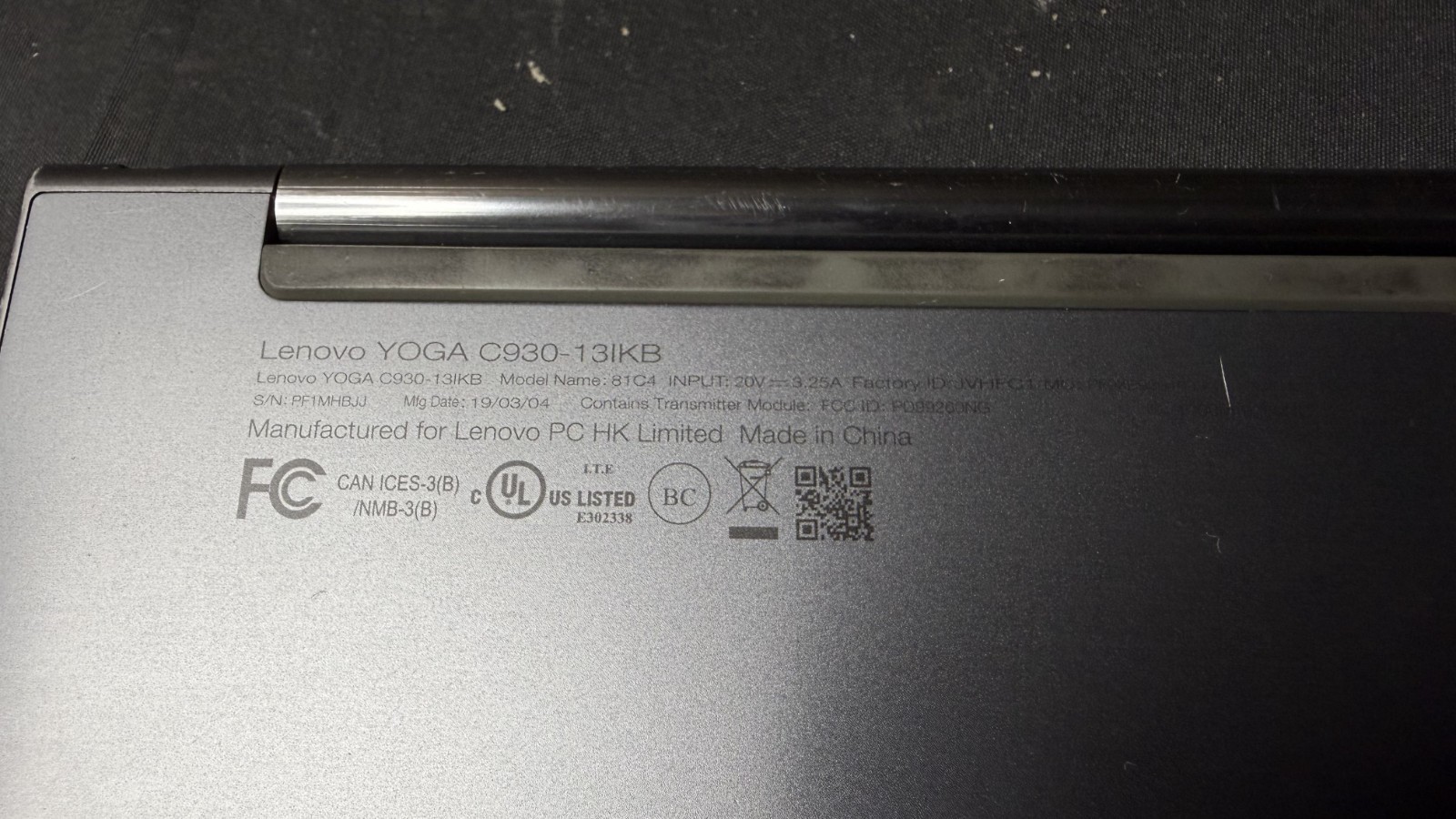 Lenovo Yoga C930-13IKB – i7-8550U – 12GB RAM -238GB SSD Win10
