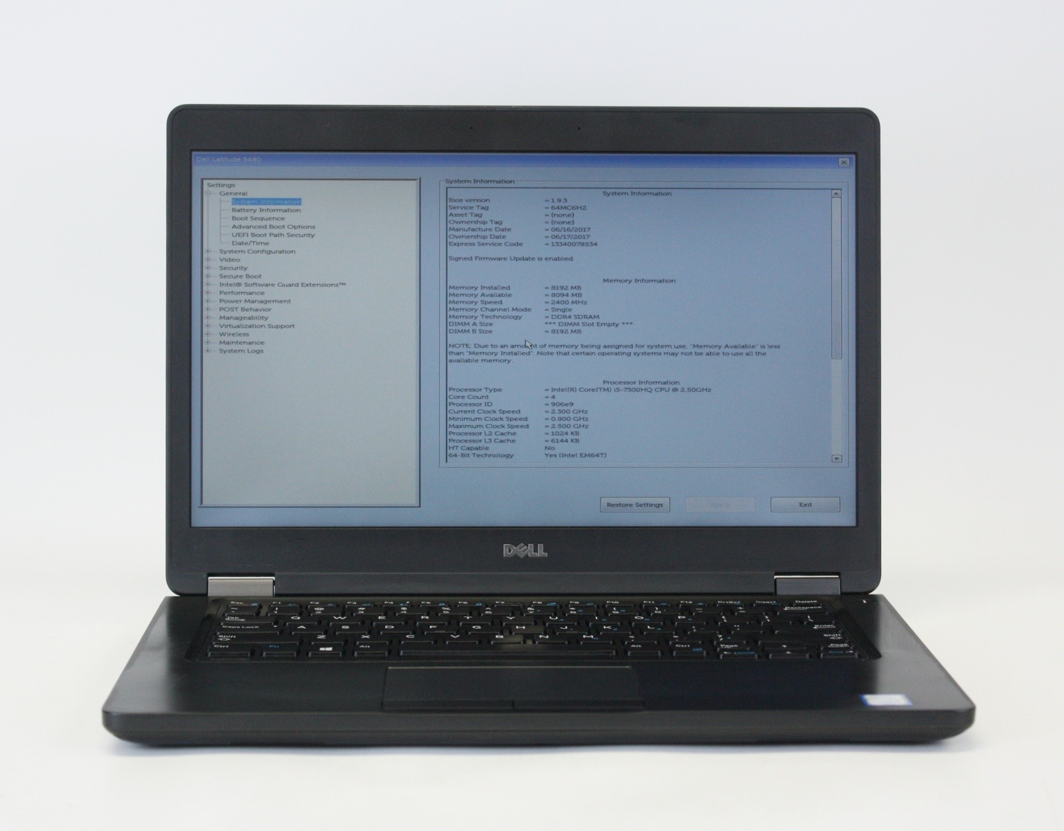 Dell Latitude 5480 Laptop 14″ i5-7300HQ 2.50GHz 8GB RAM