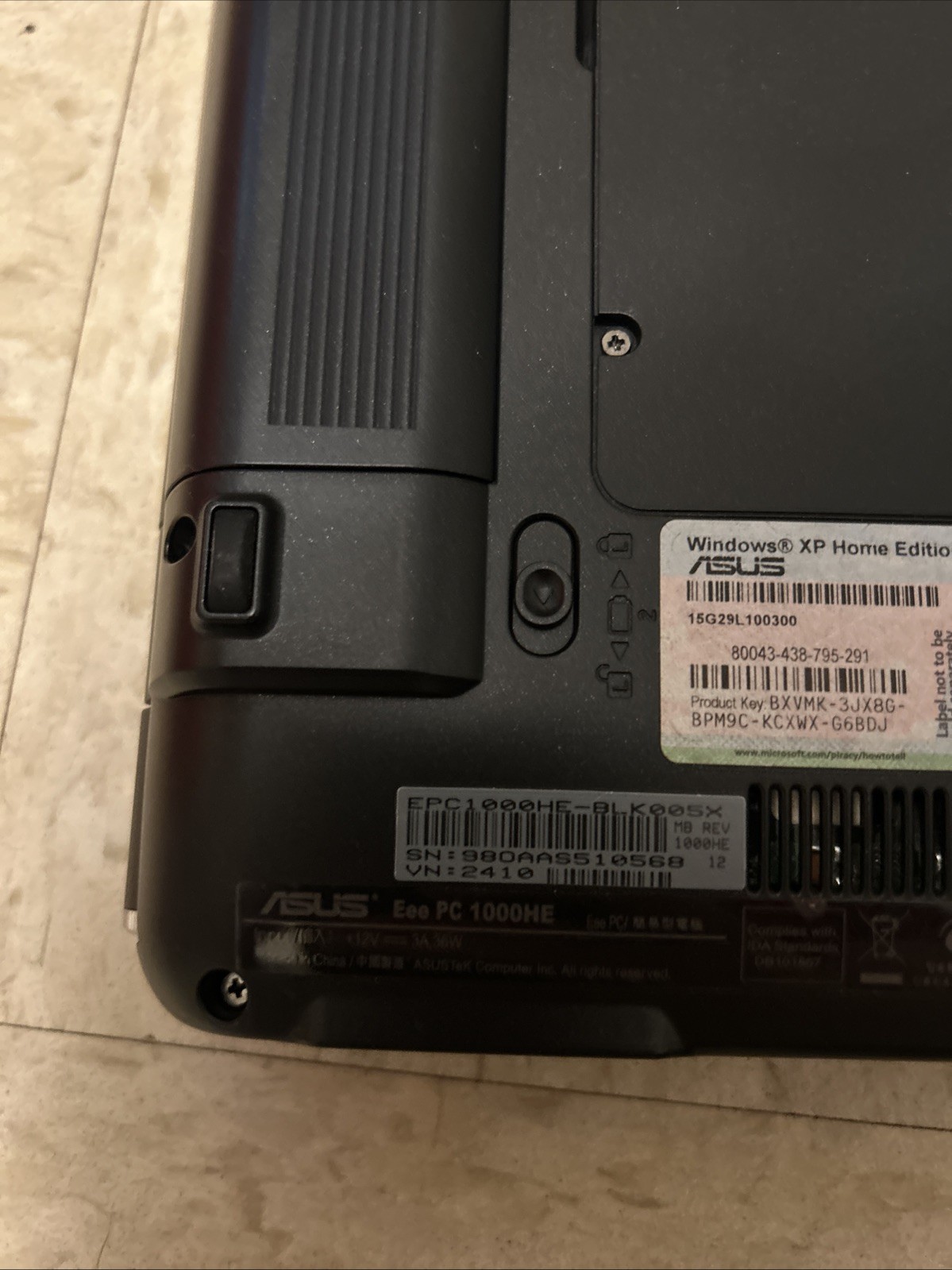 ASUS EEE PC 1000HE WINDOWS XP PRO NETBOOK WORKS