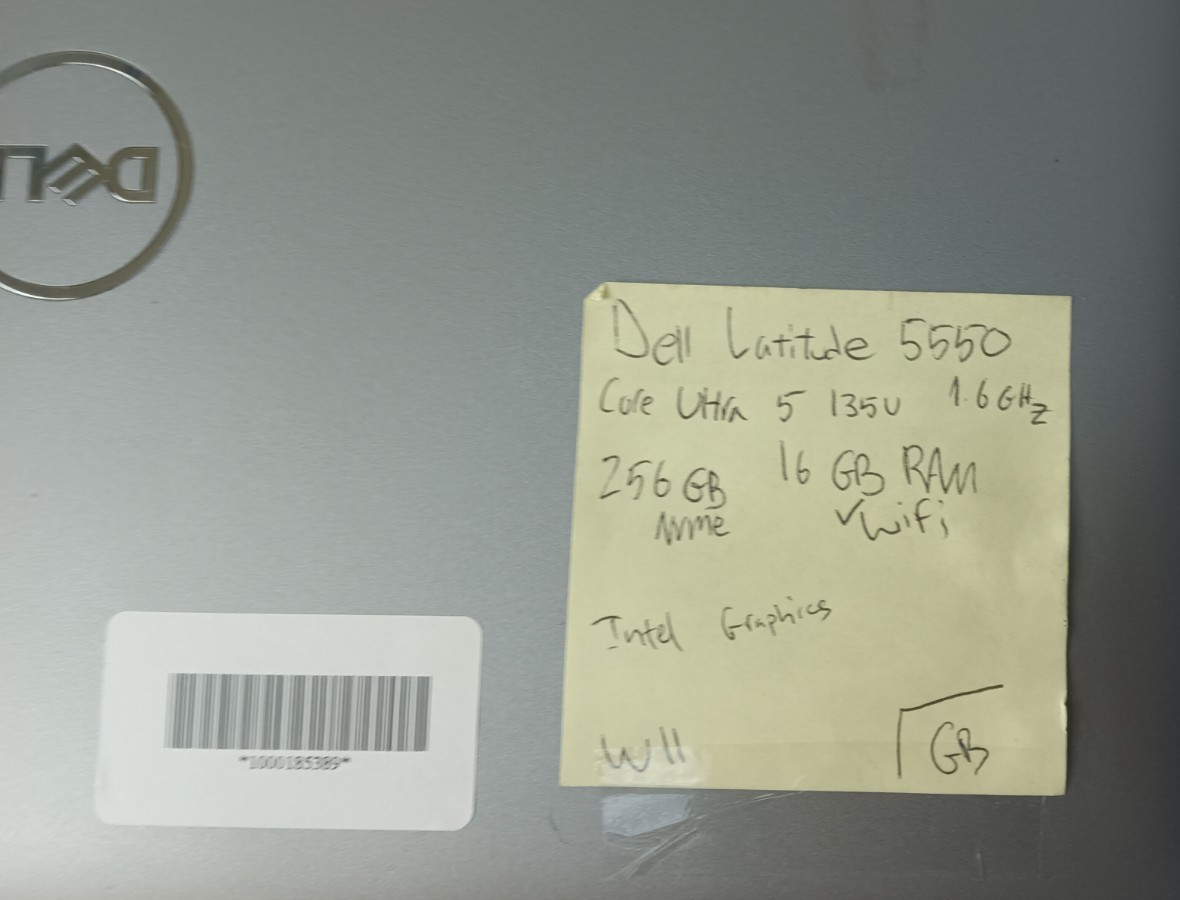 Dell Latitude 5550 Core Ultra 5 135U 1.6ghz 16GB RAM 265GB NVMe Win11