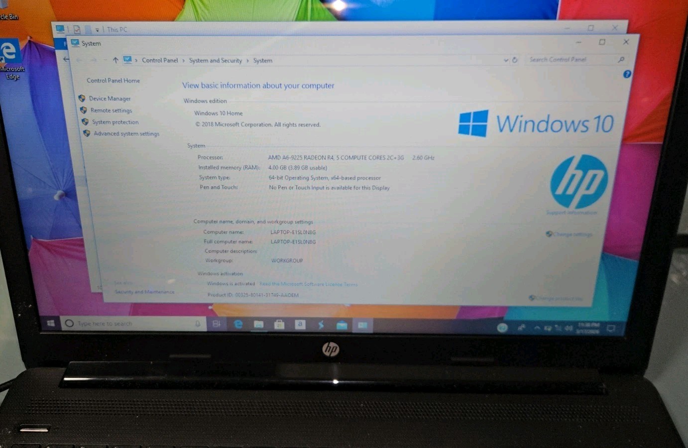 HP Laptop Model 15- db0011dx lightly used ex condition, 4gb Ram, 1tb Hdd READ!
