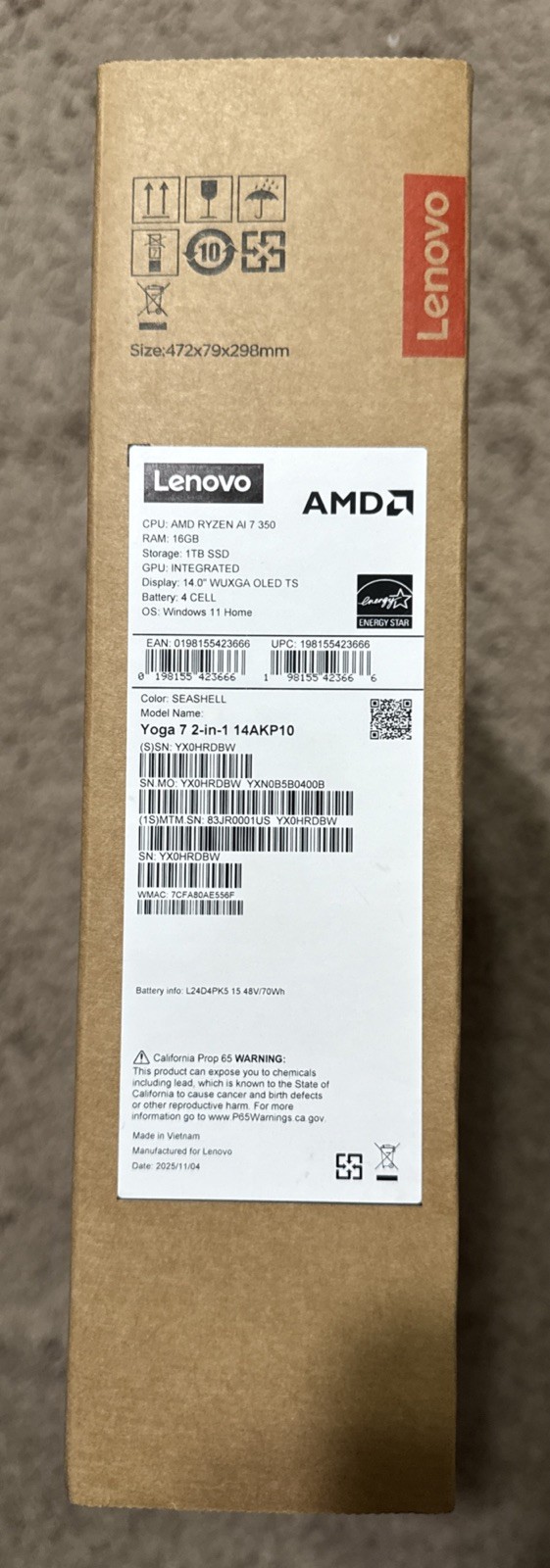 Lenovo Yoga 7 2n1 14″ 2K OLED Touch Ryzen AI 7 350 5GHz 16GB RAM 1TB SSD Sealed