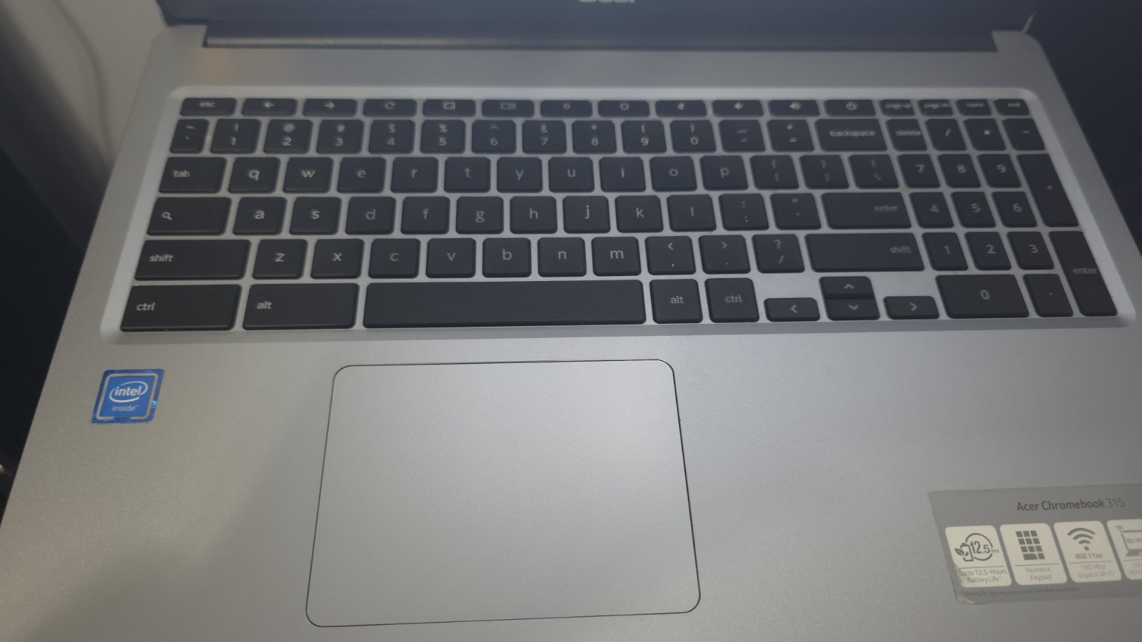 Acer Chromebook 315 15.6” (64GB eMMC Intel Laptop – Silver (NX.ATDAA.001)